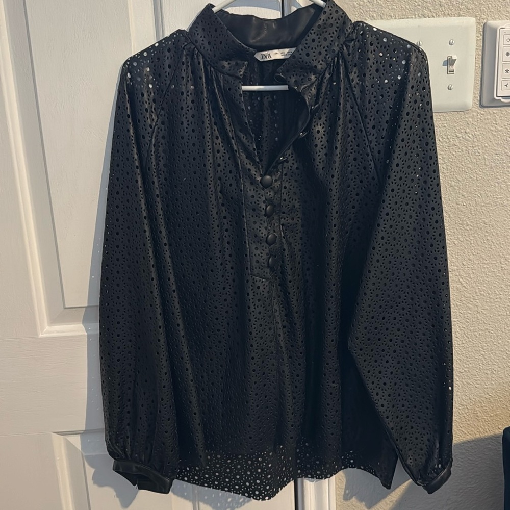 ZARA Leather blouse LIKE NEW